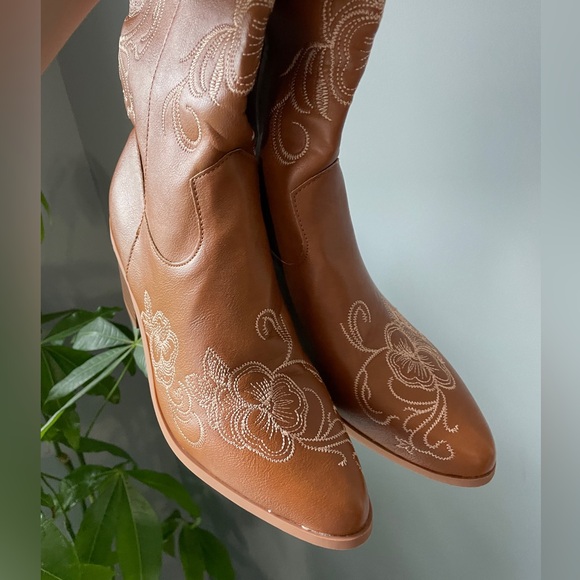 Brown western cowboy boots floral embroidered - Picture 5 of 6